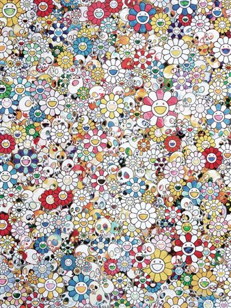 Takashi Murakami, Skulls and Flowers Multicolor. 2012.