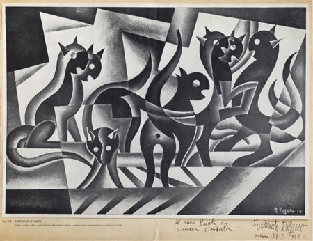 FORTUNATO DEPERO<BR>Fondo (TN) 1892 - 1960 Rovereto (TN)<BR>"Elasticità dei gatti"