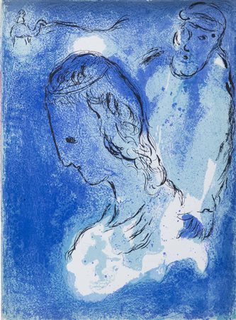 MARC CHAGALL<BR>Vitebsk (Russia) 1887 - 1985 Saint-Paul de Vence (Costa Azzurra)<BR>"Abramo e Sara" 1956