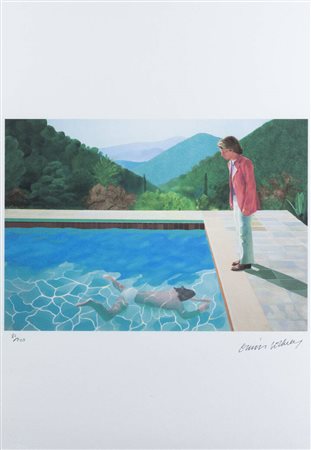 DAVID HOCKNEY<BR>Bradford (Regno Unito) 1937<BR>"Pool with two figures"