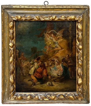 Ambito di Giambattista Tiepolo, XVIII secolo. "Natività". Olio su tela....