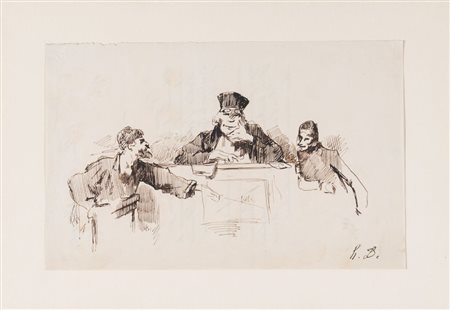 HONORÉ DAUMIER (Marsiglia 1808 - Valmondois 1879) "Il tribunale". China su...