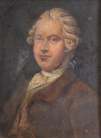 Maestro del XVIII secolo. "Ritratto maschile". Cm 55.5x41. (restauri)