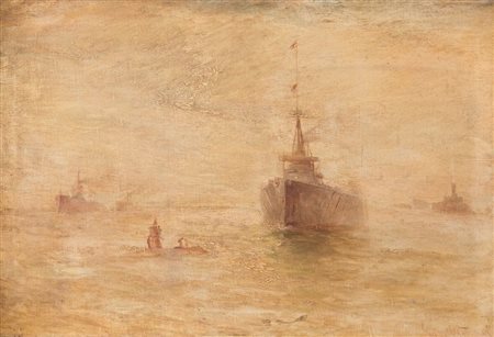 Pittore inglese della fine del XIX secolo - inizi del XX secolo. "Marina con...