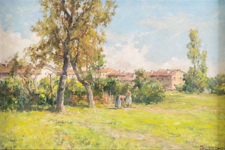 GIUSEPPE GHEDUZZI (Crespellano 1889 - Torino 1957) "Paesaggio". Olio su...