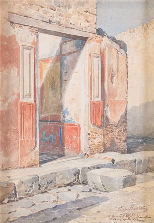 LUIGI BAZZANI (Bologna 1836 - Roma 1927) "Pompei", 1896. Acquarello su carta....