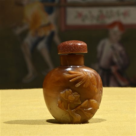 Snuff bottle in pietra dura e avventurina, Cina XIX secolo