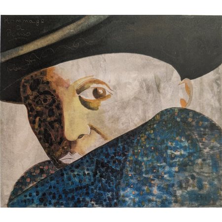 ZIEGER BRUNO - OMAGGIO A PICASSO 60X70 TECNICA MISTA SU TELA (1973)