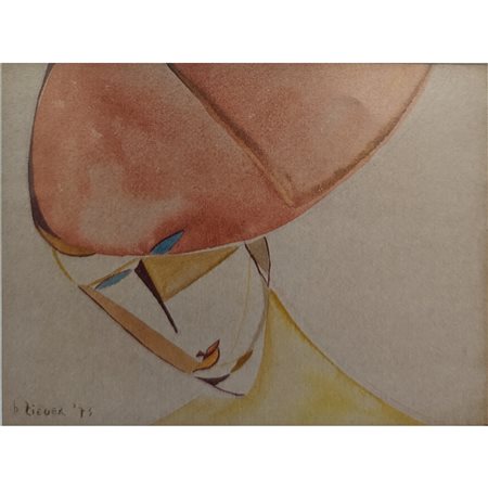 ZIEGER BRUNO - RITRATTO DI SIGNORA 29X39 TECNICA MISTA SU CARTA (1973)