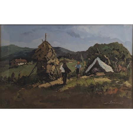 CLEMENTE WILLY (PROB.) - PAESAGGIO CAMPESTRE 48X69 FIRMA IN BASSO A DX 