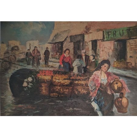 ERNARD D. - MERCATO 47X67 OLIO SU FAESITE