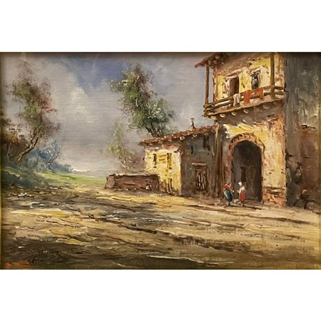 A. BRIOSCHI – PAESAGGIO CAMPESTRE 24X34 OLIO SU TELA FIRMATO