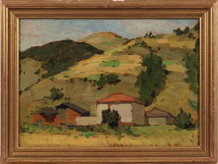 Francesco Menzio (1899-1979) Senza titolo Olio su tavola cm 27x38 Firma in...