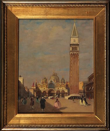 Oscar Scholl (1884-1950) Venezia Olio su tavola cm 38x31 Firma in basso a...