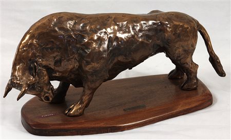 Giuseppe Balice (XX sec.) Furore Scultura in bronzo cm 47x21x10 Firma sulla...