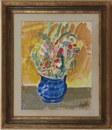 Gastone Breddo (1915-1991) Fiori Olio su tela cm 50x40 Firma in basso a...