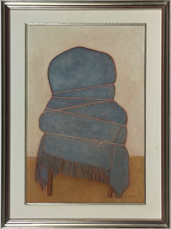 Aldo Andreolo (1926-2020) Trasloco (poltrona blu), 1997 Olio su tela cm 60x40...