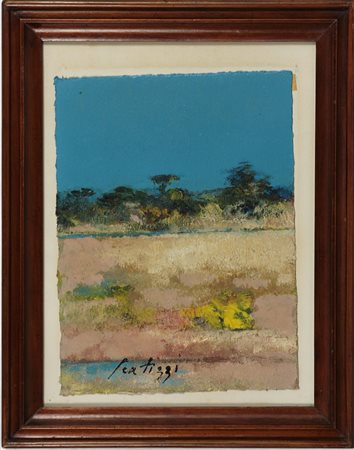 Sergio Scatizzi (1918-2009) Paesaggio Tecnica mista su carta cm 38x28 Firma...