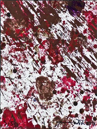 Hermann Nitsch (1938-2022) Senza titolo, 2016 Pittura su carta cm 40x30 Firma...