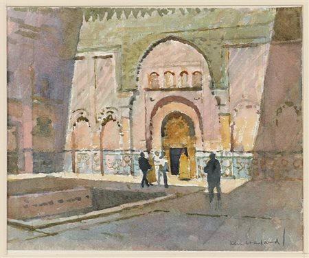 Ken Howard (1932-2022) Mosque Marrakesh Acquarello su carta cm 25x30 Firma in...