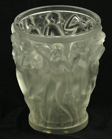 Renè Lalique (attr.) (1860-1945) Baccanti Vaso in vetro cm 24x21x21