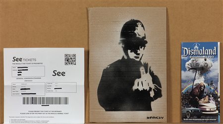 Banksy (1974) Policeman, 2015 Acrilico su cartone, es. 20/25 cm 30x20 Timbro...