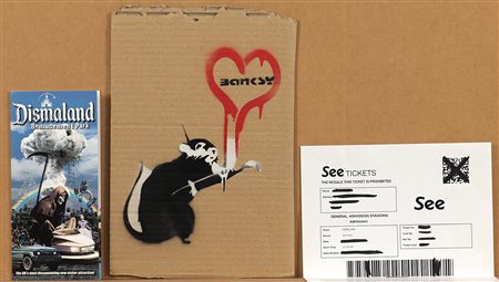 Banksy (1974) Senza titolo, 2015 Acrilico su cartone cm 30x20 Timbro...