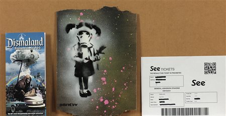 Banksy (1974) Bambina con maschera antigas, 2015 Acrilico su cartone, es....