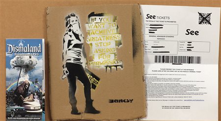 Banksy (1974) If you want..., 2015 Acrilico su cartone, es. 25/25 cm 29x24...