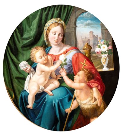 Raffaello Sanzio (seguace di) (Urbino 1483-Roma 1520) Madonna col Bambino e...