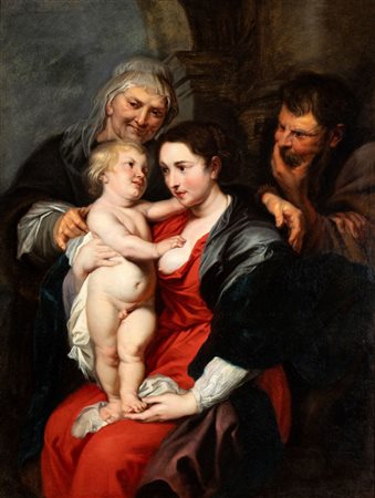 Peter Paul Rubens (e aiuti) (Siegen 1577-Anversa 1640) Sacra Famiglia con...