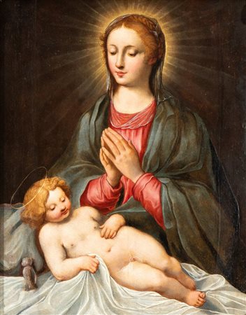 Francesco Vanni (ambito di) (Siena 1563-Siena 1610) La Madonna in adorazione...