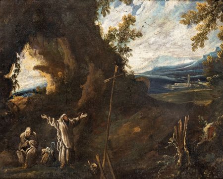 Alessandro Magnasco (cerchia di) (Genova 1667-Genova 1749) Paesaggio con figure