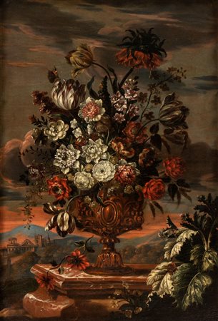 Artista fiammingo, fine XVII - inizio XVIII secolo () Bouquet di fiori su un...