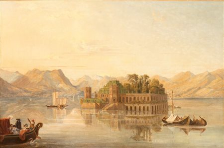 Pierre Catrufo (Ginevra ?-Parigi 1854) Veduta dell'Isola bella sul Lago Maggiore