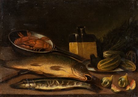 Nicola Levoli (attribuito a) (Rimini 1728-Rimini 1801) Natura morta con pesci