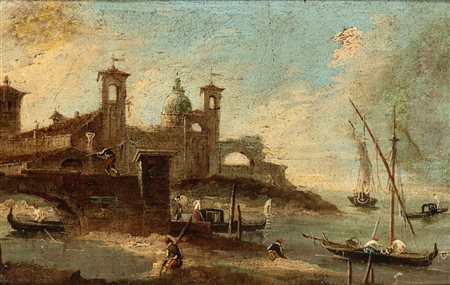 Francesco Guardi (Venezia, 1712 - 1793) (seguace di) () Capriccio lagunare