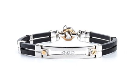  
BARAKA': bracciale unisex in diamanti oro e caucciu'   
 