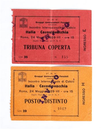  
Calcio, Italia, biglietti partita 1929 1929
carta 