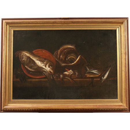 Giuseppe Recco (1634/1695) (attr.) "Natura morta di pesci" - "Still life of fish"