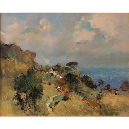 Giuseppe Casciaro (1863/1941) "Vista dalla collina" - "View from the hill"