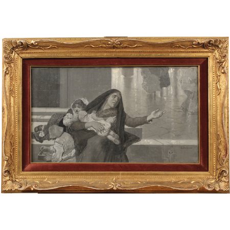 Edoardo Dalbono (1841/1915) "La carità" - "The charity"