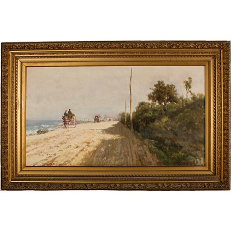 Francesco Lojacono (1838/1915) "Lungomare di Romagnolo" - "Romagnolo seafront"