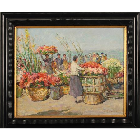 Pietro De Francisco (1873/1969) "Mercato dei fiori" - "Flower Market"