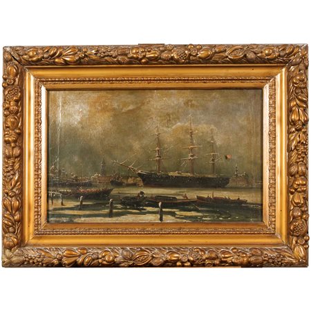 Salvatore Fergola (1796/1874) "Marina con velieri" - "Navy with sailing ships"