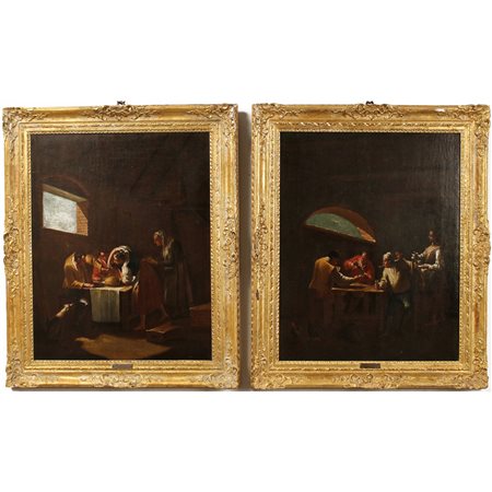 Gaspare Diziani (1689/1767) (attr.) "Bevitori all'osteria" - "Drinkers at the tavern"