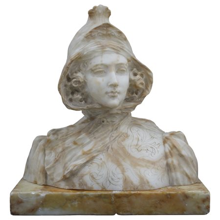 Scultore francese della fine del secolo XIX "Mezzobusto di ragazza" - French sculptor of the late 19th century "Half-length portrait of a girl"