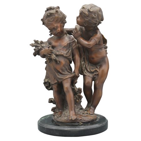 Scultore francese della fine del secolo XIX "Figure di fanciulli" - French sculptor of the late 19th century "Figures of children"