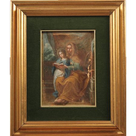 Scuola siciliana degli inizi del secolo XIX "La Madonna e Sant'Anna" - Sicilian school from the early 19th century "The Madonna and Saint Anna"