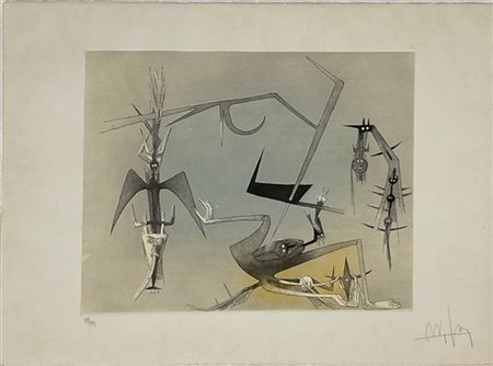 Wifredo Lam "Senza titolo" 1972
acquaforte e acquatinta a colori
(lastra cm 36,5